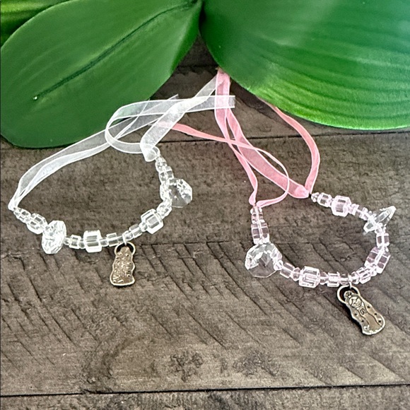 Other - Crystal Charm Kids Bracelets - Pink and White